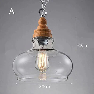 Creative Nordic Wood Single Head Hanging Lights E27 Led Pendant Lamp For Kitchen Living Room