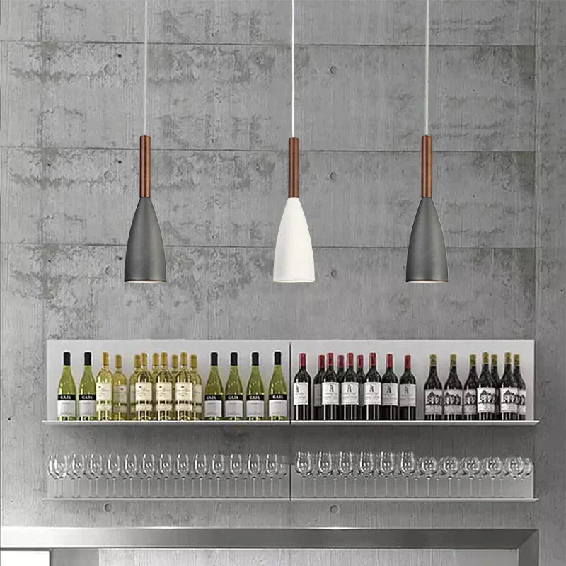 Nordic Minimalism Droplight E27 Aluminum Wood Pendant Lights Home Restaurant Decor Lighting Lamp