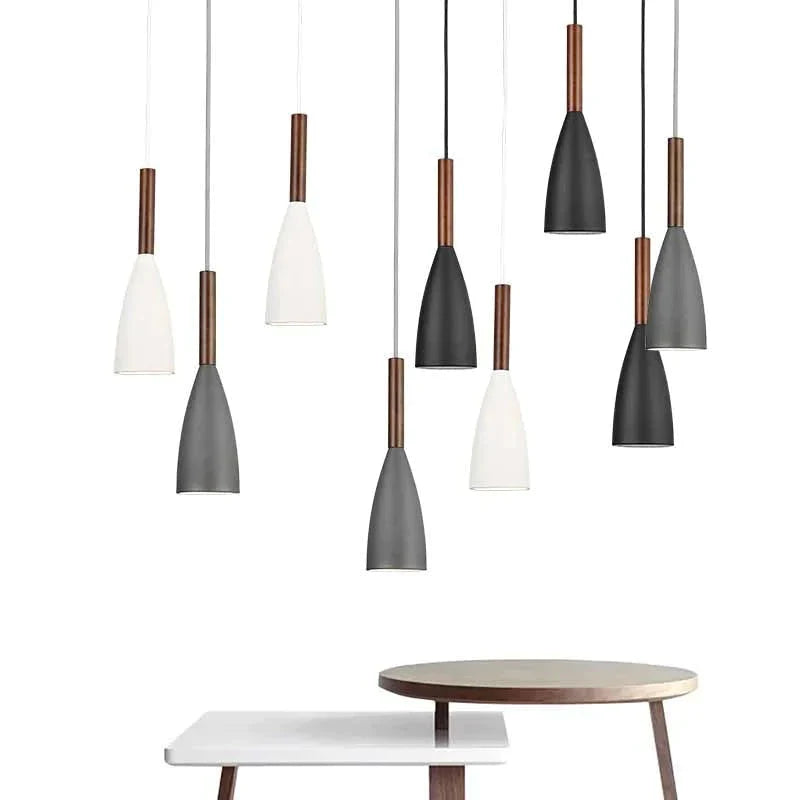 Nordic Minimalism Droplight E27 Aluminum Wood Pendant Lights Home Restaurant Decor Lighting Lamp