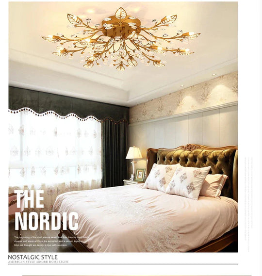 Vintage Led Ceiling Light Crystal Lamp For Living Room Loft