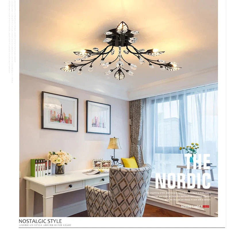 Vintage Led Ceiling Light Crystal Lamp For Living Room Loft