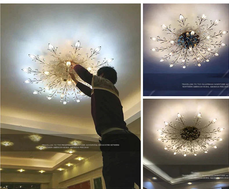 Vintage Led Ceiling Light Crystal Lamp For Living Room Loft