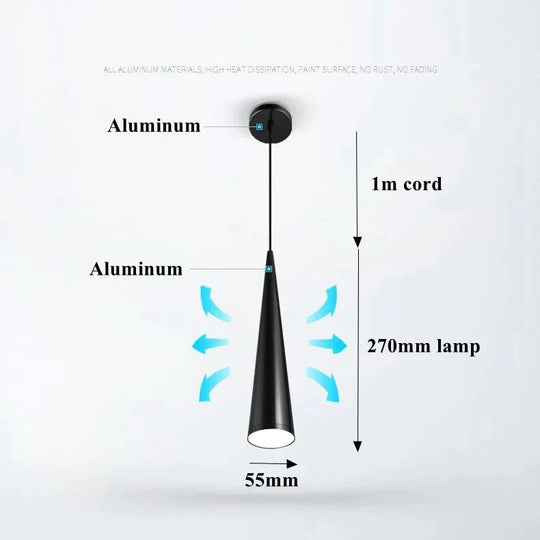 Pendant Lights Modern Kitchen Lamp Dining Living Room Cone Shape Lamps Aluminum Cylinder Tube Spot