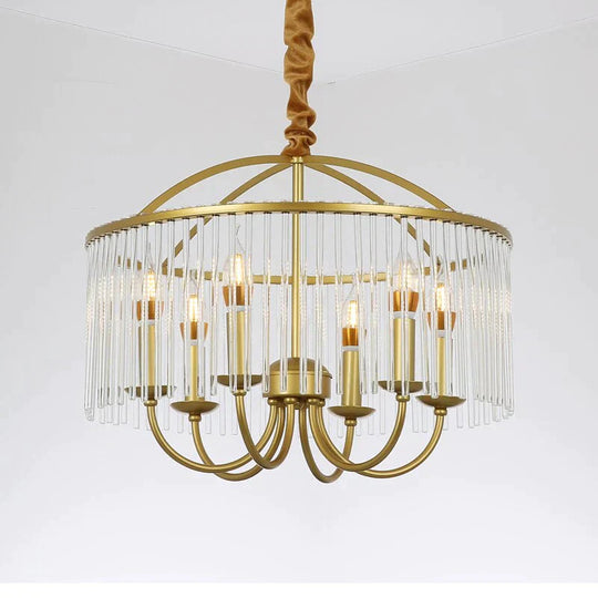 American Vintage Wrought Iron Pendant Lamp E14 Led Gold Lights For Living Room Bed Dining Study