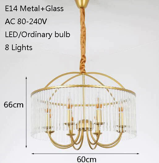 American Vintage Wrought Iron Pendant Lamp E14 Led Gold Lights For Living Room Bed Dining Study