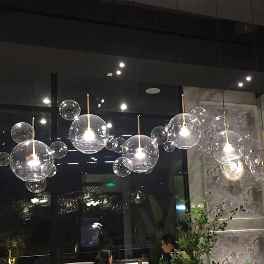 Clear Glass Ball Living Room Chandeliers Art Deco Bubble Lamp Shades Chandelier Modern Indoor