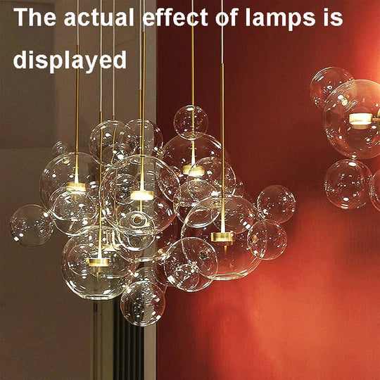 Clear Glass Ball Living Room Chandeliers Art Deco Bubble Lamp Shades Chandelier Modern Indoor