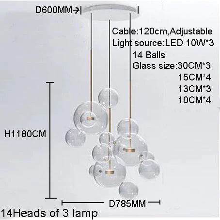 Clear Glass Ball Living Room Chandeliers Art Deco Bubble Lamp Shades Chandelier Modern Indoor