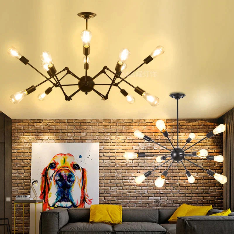 Vintage Industrial Loft Pendant Light 8/12/16/18 Heads Sputnik Lamp Restaurant Bar Lights