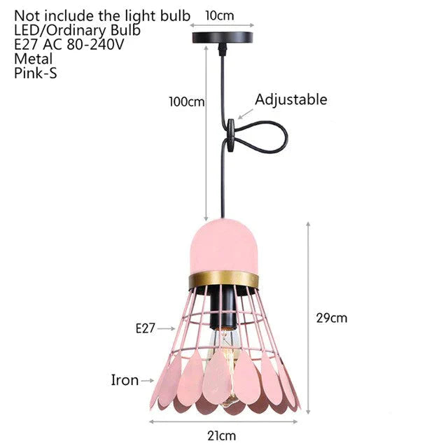 Noridic Modern Colorful Iron Pendant Light Led E27 Industrail Loft Hanging Lamp For Parlor