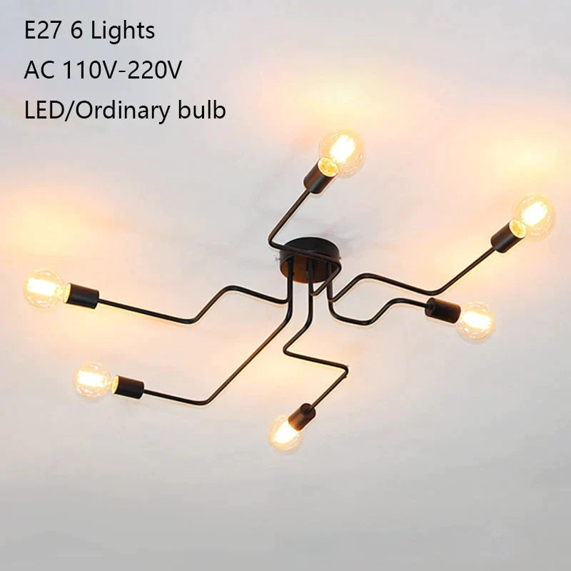 Modern Europe Creative Simple Iron Industrial Ceiling Lamp Led E27 Light For Bedroom Living Room