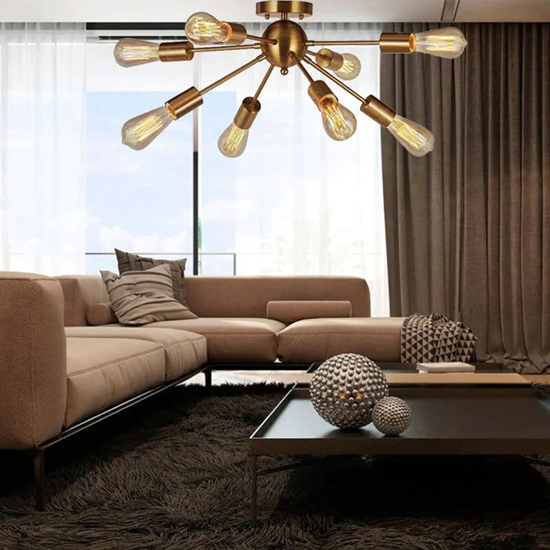 Industrial Modern Minimalist Creative Design Led E27 Wrought Iron Plating Ceiling Lamp Lobby Store