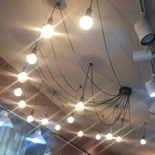 Mordern Nordic Retro Edison Bulb Light Chandelier Vintage Loft Antique Adjustable Diy Art Spider