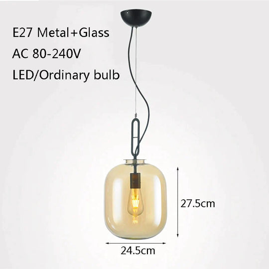 Nordic Modern Creative Glass Melon Single - Head Pendant Lights For Living Room Dining Bedroom