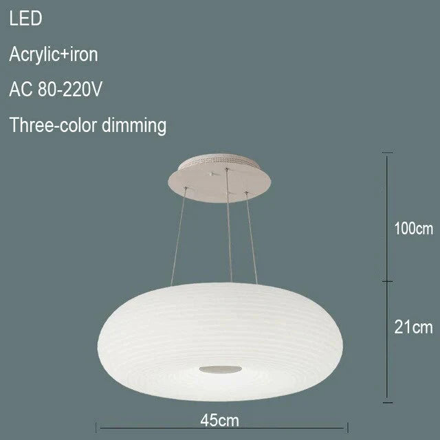 Nordic Pendant Lamp Round Simple Modern Led Acrylic Three - Color Dimming Lamps Living Room Hotel
