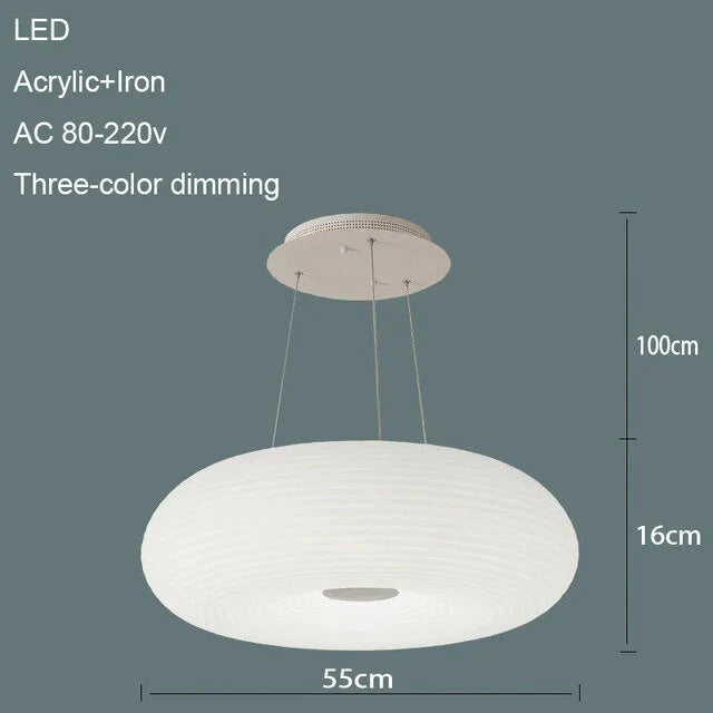 Nordic Pendant Lamp Round Simple Modern Led Acrylic Three - Color Dimming Lamps Living Room Hotel
