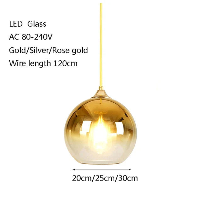 Modern Creative Personality Ball Glass E27 Led Pendant Lamp For Dining Room Living Bedroom Study