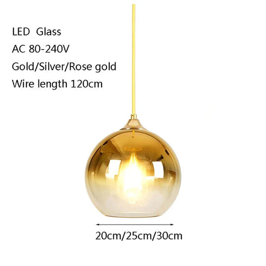 Modern Creative Personality Ball Glass E27 Led Pendant Lamp For Dining Room Living Bedroom Study