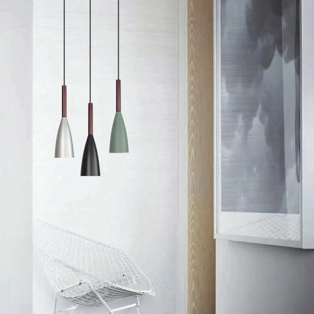 Modern Industrial Aluminum Lampshade Pendant Lamps E27 Minimalist Hanging Light For Kitchen Living