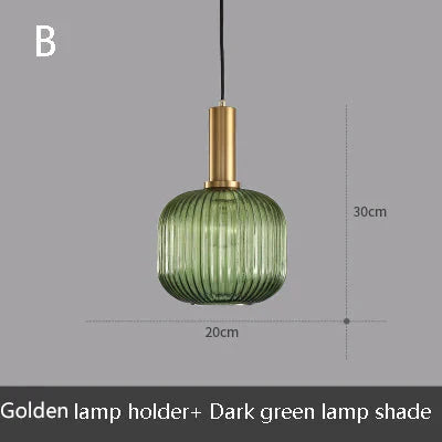 Novelty Stripe Glass Hanging Lights E27 Led 6 Color Lamp Holder Pendant For Kitchen Living Room