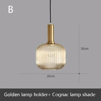 Novelty Stripe Glass Hanging Lights E27 Led 6 Color Lamp Holder Pendant For Kitchen Living Room