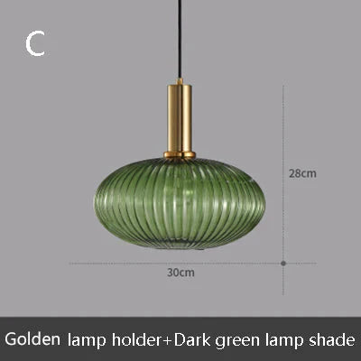 Novelty Stripe Glass Hanging Lights E27 Led 6 Color Lamp Holder Pendant For Kitchen Living Room