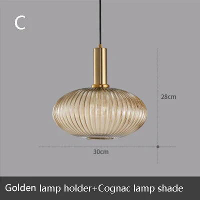 Novelty Stripe Glass Hanging Lights E27 Led 6 Color Lamp Holder Pendant For Kitchen Living Room