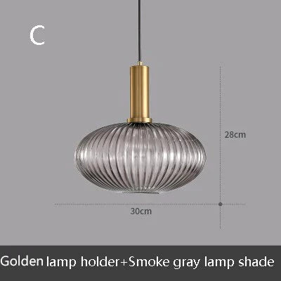 Novelty Stripe Glass Hanging Lights E27 Led 6 Color Lamp Holder Pendant For Kitchen Living Room