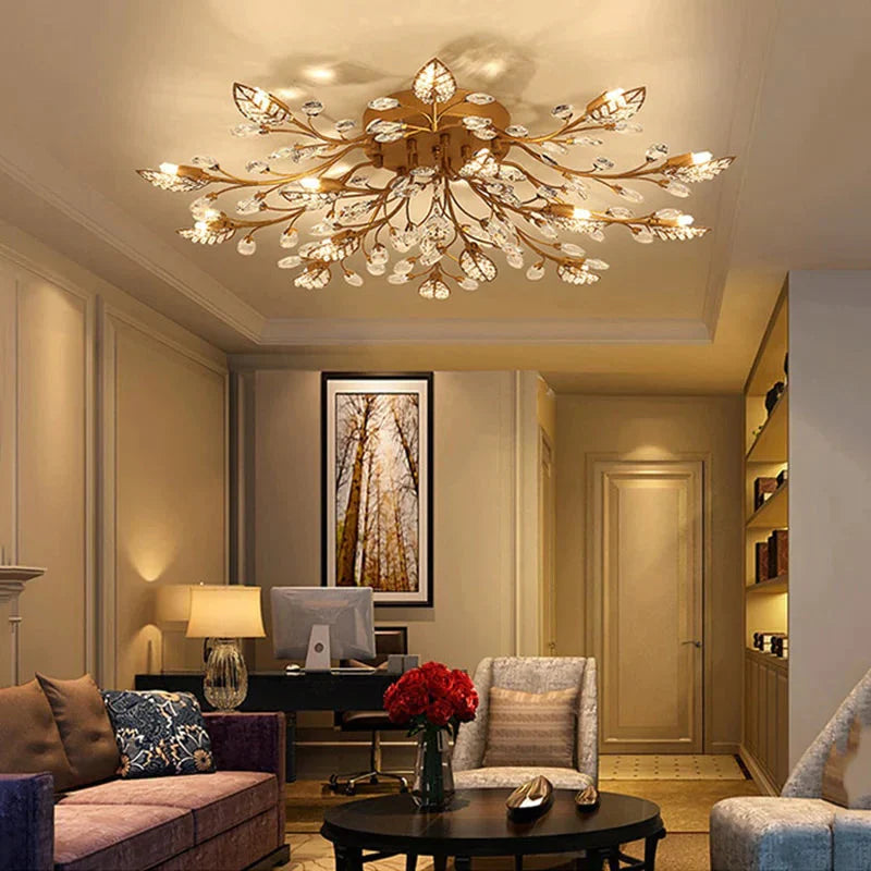 Vintage Led Ceiling Light Crystal Lamp For Living Room Loft