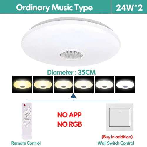 Led Ceiling Light Bluetooth And Music With Colourful Dimmer Rgb Remote Control For Living Room
