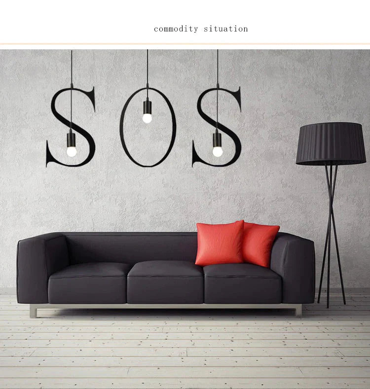 Pendant Lights Modern Kitchen Lamp Dining Living Room Shop Capital Alphabet Letter