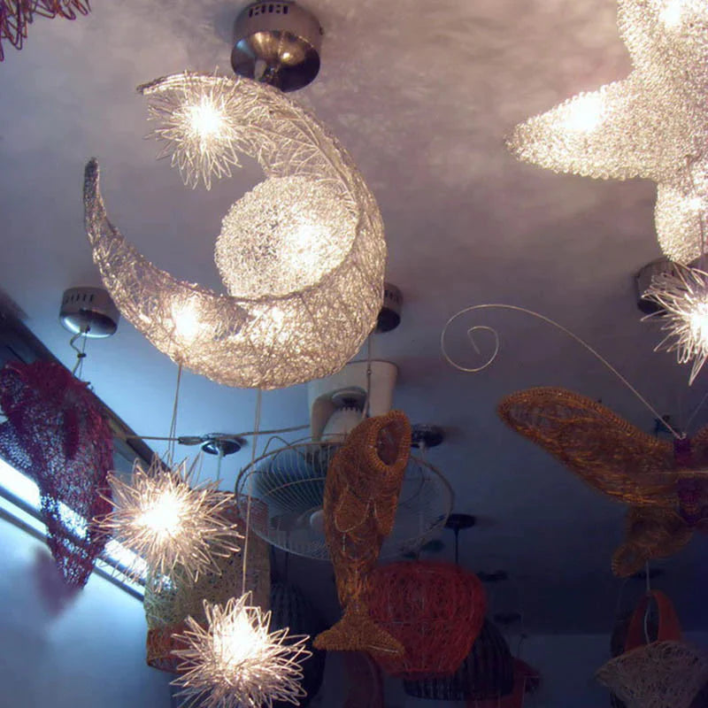 Ceiling Lamps Modern Pendant Led Moon Star Chandelier Children Bedroom Hanging Lamp Christmas