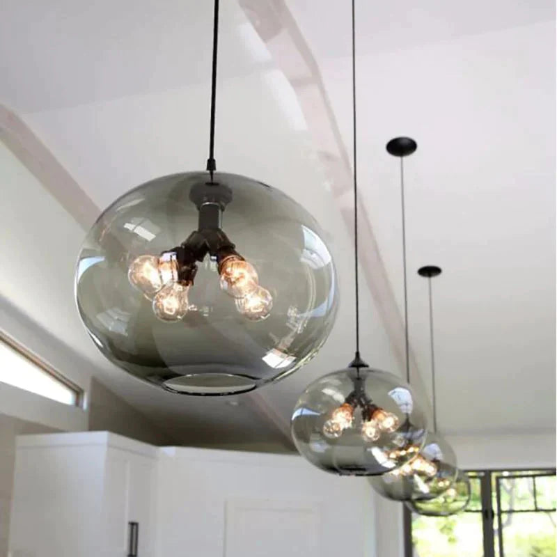 Nordic Modern Colorful Glass Bowl Pendant Lights E27 Loft Hanging Lamps For Kitchen Living Room