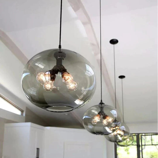 Nordic Modern Colorful Glass Bowl Pendant Lights E27 Loft Hanging Lamps For Kitchen Living Room