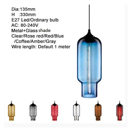 Nordic Modern Colorful Glass Bowl Pendant Lights E27 Loft Hanging Lamps For Kitchen Living Room