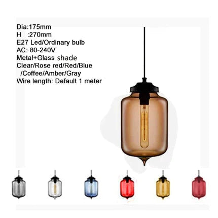 Nordic Modern Colorful Glass Bowl Pendant Lights E27 Loft Hanging Lamps For Kitchen Living Room