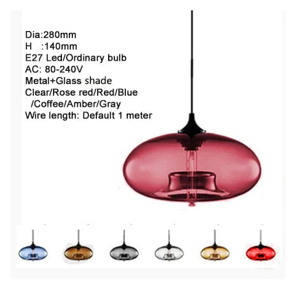 Nordic Modern Colorful Glass Bowl Pendant Lights E27 Loft Hanging Lamps For Kitchen Living Room