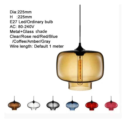 Nordic Modern Colorful Glass Bowl Pendant Lights E27 Loft Hanging Lamps For Kitchen Living Room