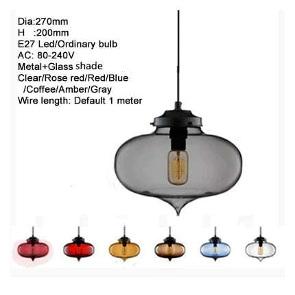 Nordic Modern Colorful Glass Bowl Pendant Lights E27 Loft Hanging Lamps For Kitchen Living Room