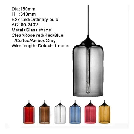 Nordic Modern Colorful Glass Bowl Pendant Lights E27 Loft Hanging Lamps For Kitchen Living Room