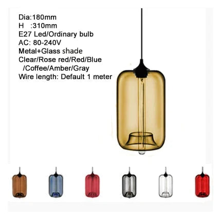 Nordic Modern Colorful Glass Bowl Pendant Lights E27 Loft Hanging Lamps For Kitchen Living Room