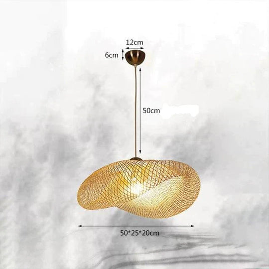 Bamboo Led E27 Wicker Rattan Wave Shade Pendant Light Vintage Japanese Lamp Suspension Home Indoor