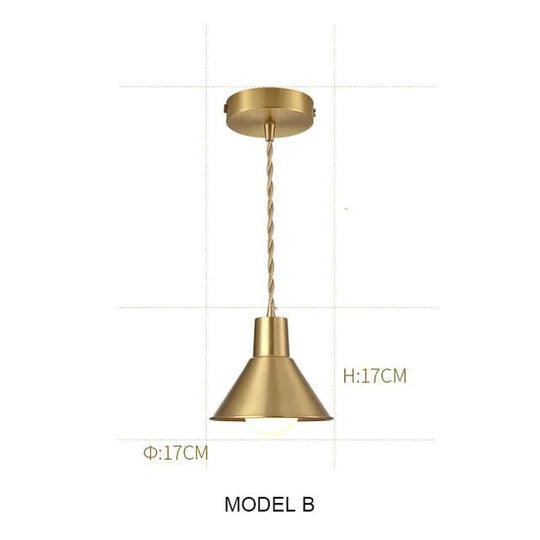 Nordic Copper Led Pendant Lights Bar Cafe Ceiling For Restaurant Bedroom Living Room Industrial