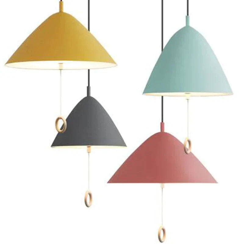 Colorful Bedside Pendant Light Pull Control Kitchen Lighting Fixture Hanging Lamp Modern Nordic