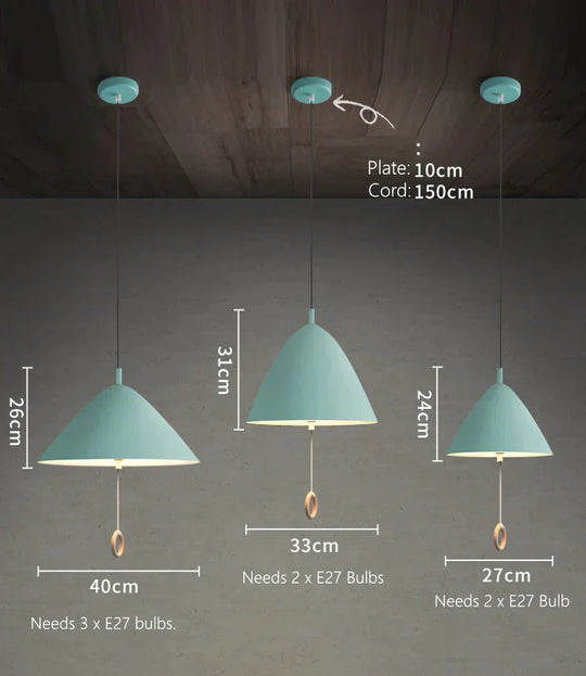 Colorful Bedside Pendant Light Pull Control Kitchen Lighting Fixture Hanging Lamp Modern Nordic