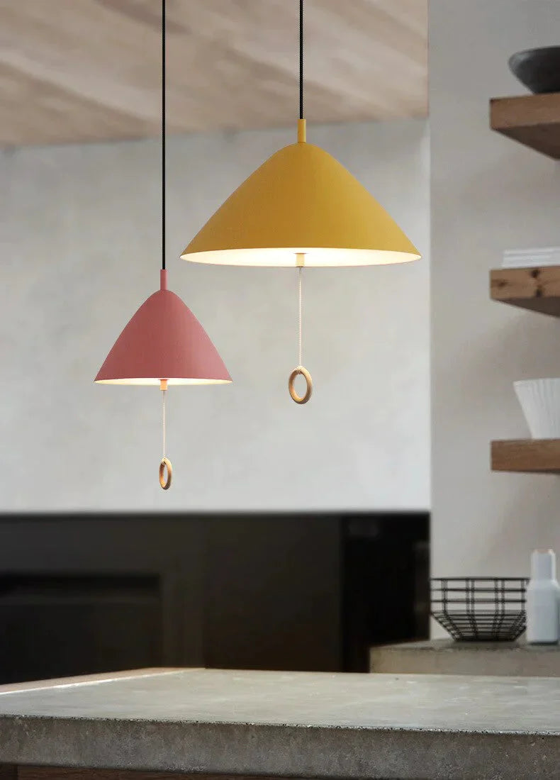 Colorful Bedside Pendant Light Pull Control Kitchen Lighting Fixture Hanging Lamp Modern Nordic