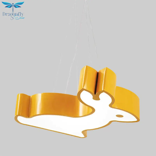 Rabbit Sleeping Room Ceiling Lamp Acrylic Kids Style Led Pendant Chandelier In Red/Blue/Yellow