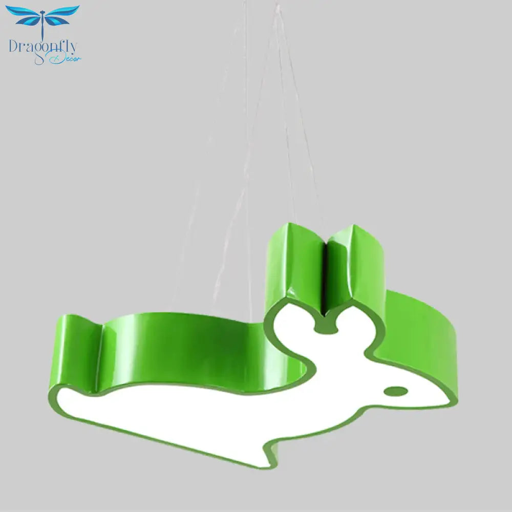 Rabbit Sleeping Room Ceiling Lamp Acrylic Kids Style Led Pendant Chandelier In Red/Blue/Yellow