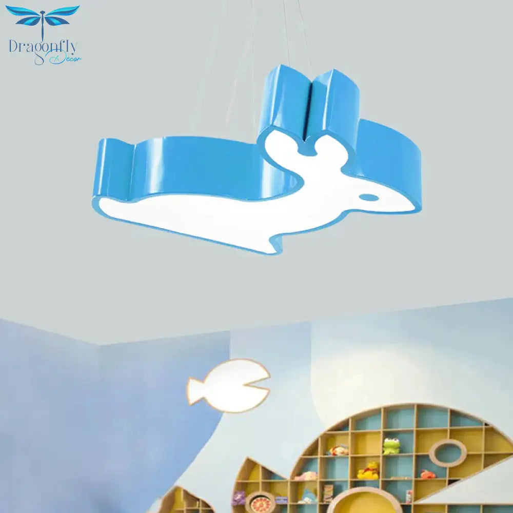 Rabbit Sleeping Room Ceiling Lamp Acrylic Kids Style Led Pendant Chandelier In Red/Blue/Yellow