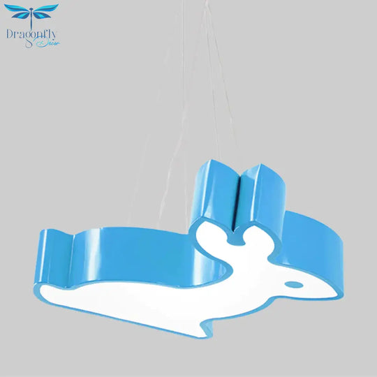 Rabbit Sleeping Room Ceiling Lamp Acrylic Kids Style Led Pendant Chandelier In Red/Blue/Yellow
